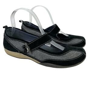 Lands End Womens Mary Janes Loafers Flats Sporty Casual Gray Black Shoes sz 8.5